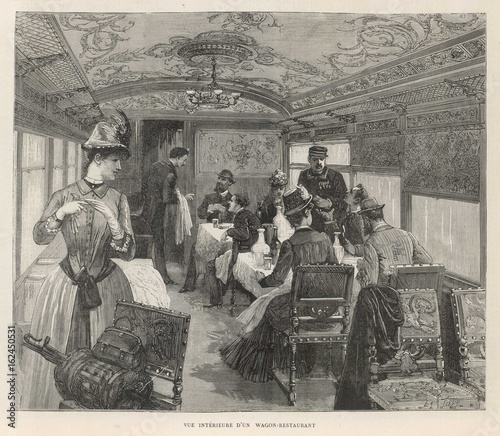 Bild auf Leinwand Orient Express - Dining car. Date: 1884