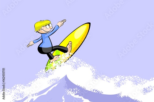 Extreme Surfer man on surfboard riding the wave