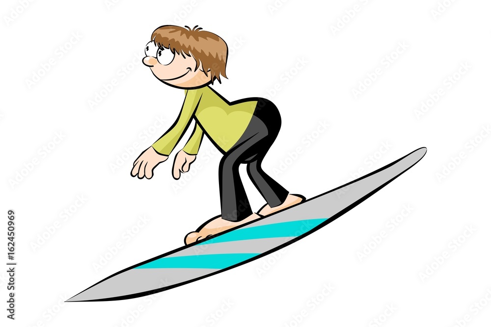 Cartoon surfer isolated on white