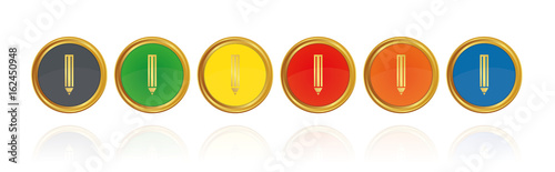 Stift - Schreiben - Goldene Buttons