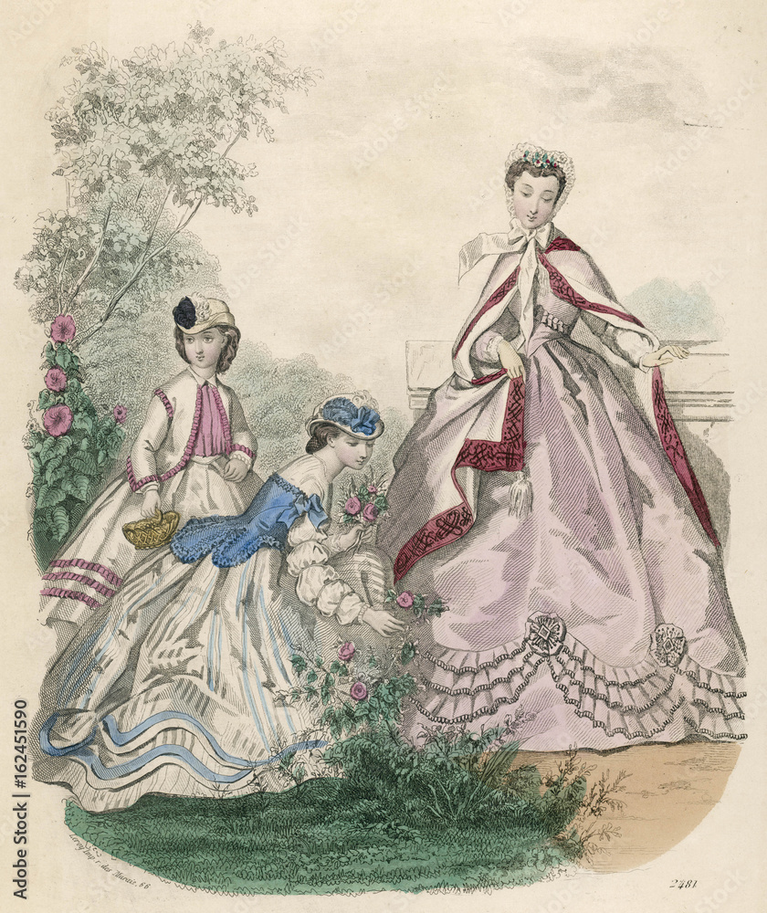 Ladies Girl 1865. Date 1865 Photos Adobe Stock