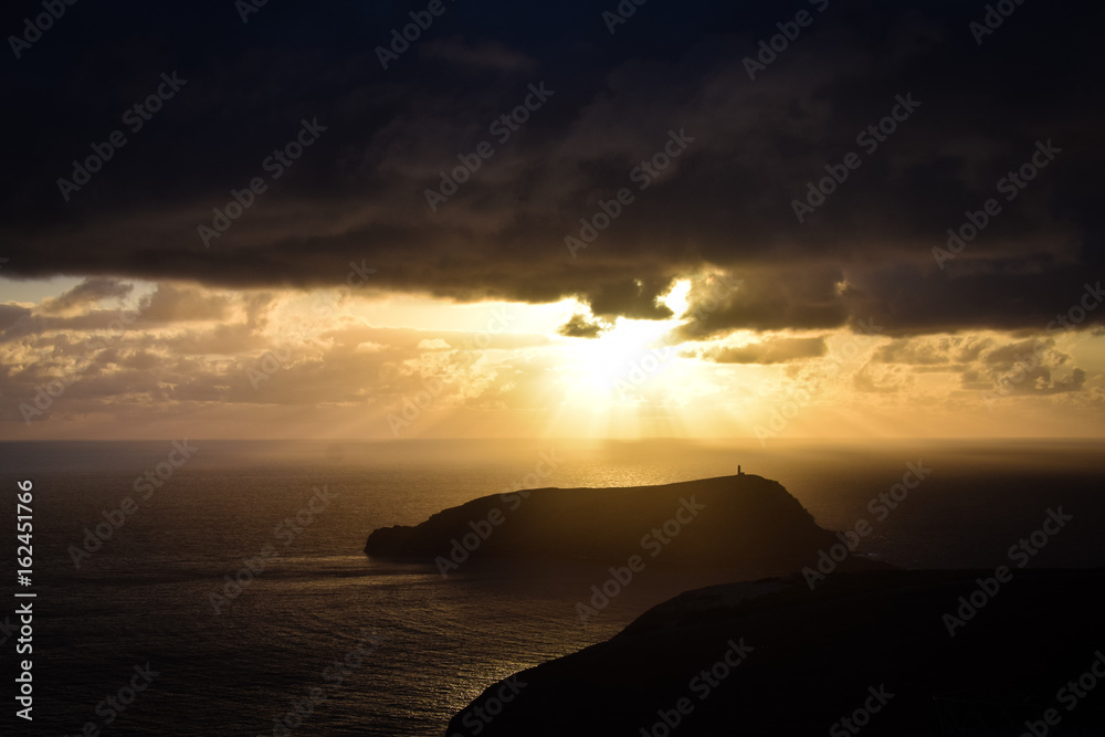 Sunset over the Atlantic Ocean from Miradouro das Flores, Porto Santo, Portugal
