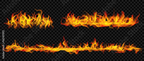 Tablou canvas Long horizontal fire flame. Transparency only in vector format