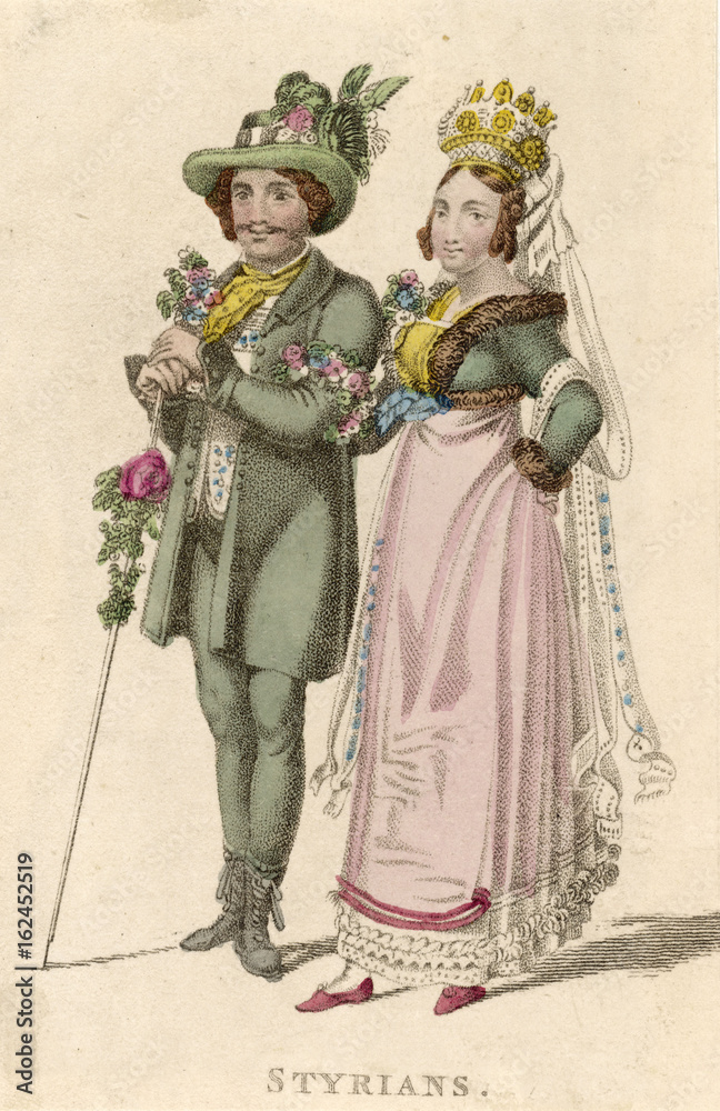 Obraz premium Styrian Bride - Groom. Date: circa 1820