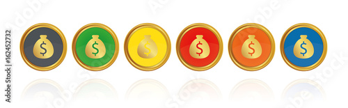 Geldsack mit Dollar Zeichen - Goldene Buttons