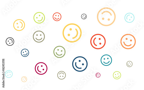 Viele bunte zufriedene Smileys