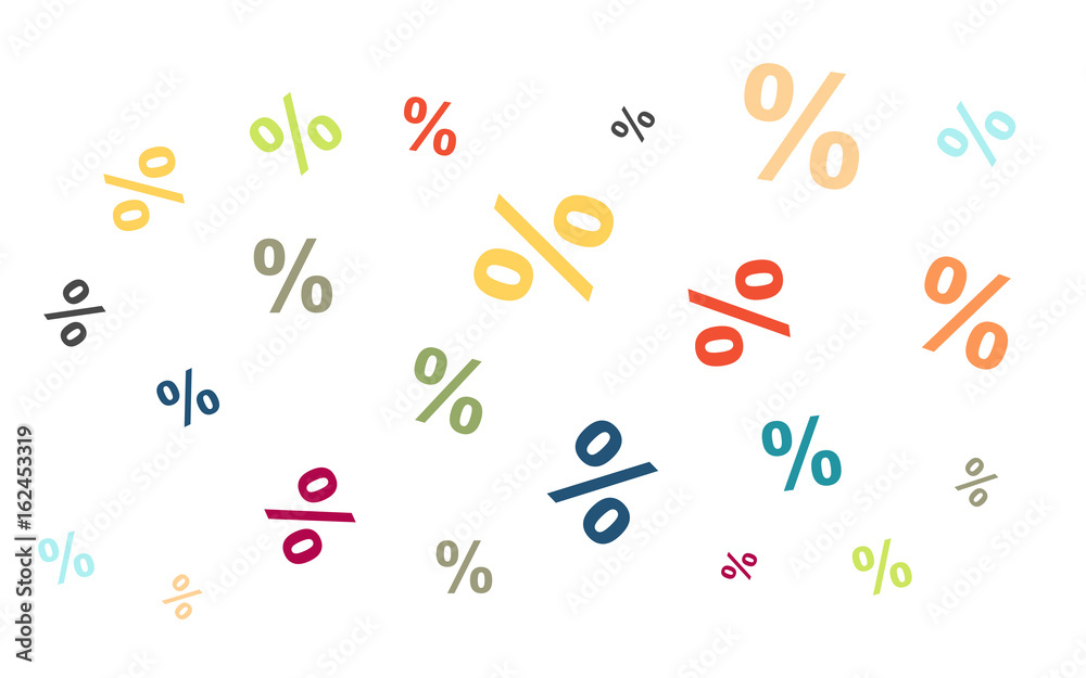 Viele bunte Prozent-Symbole Viele bunte Prozent-Symbole