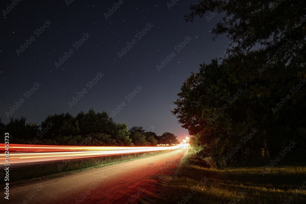 Light trail in the country 