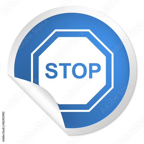 runder Sticker blau - Stoppschild