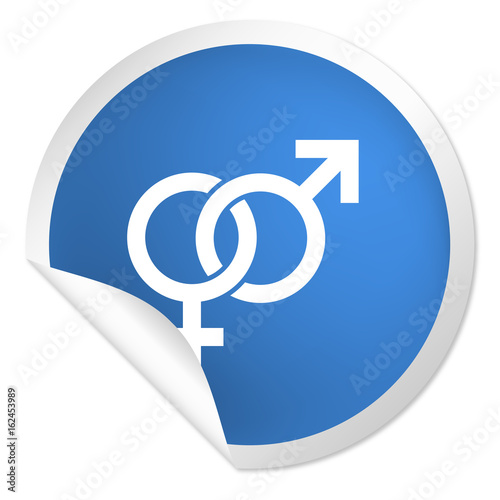 runder Sticker blau - Symbol Ehepaar