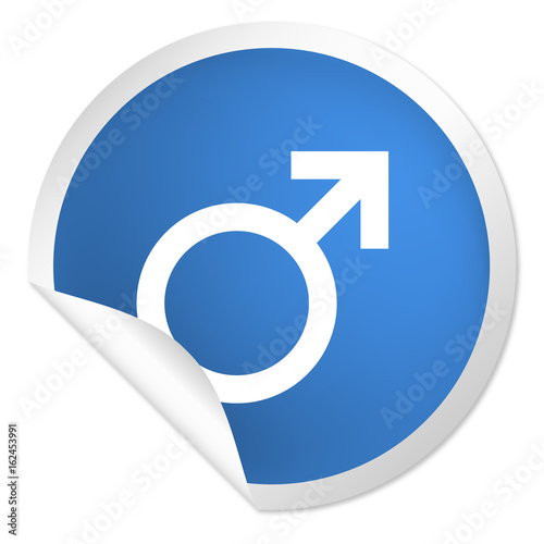 runder Sticker blau - Symbol Mann