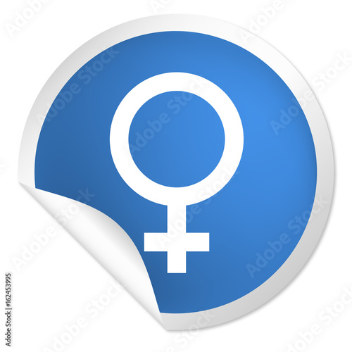 runder Sticker blau - Symbol Frau