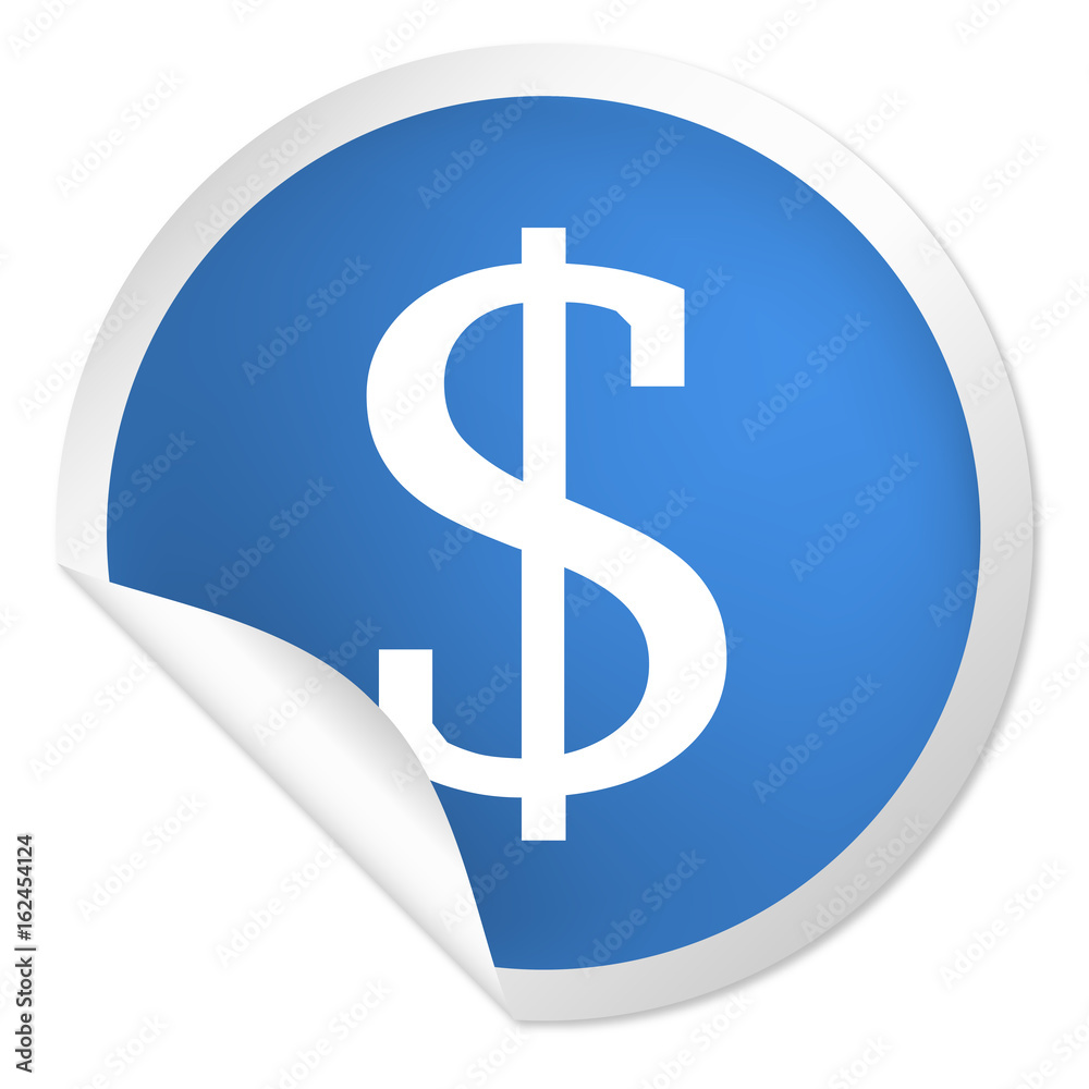 Obraz premium runder Sticker blau - Dollar