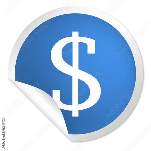 runder Sticker blau - Dollar