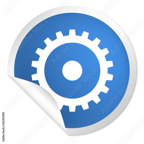 runder Sticker blau - Zahnrad -
