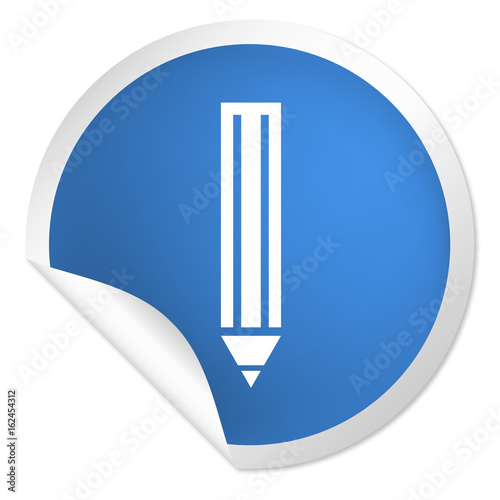 runder Sticker blau - Bleistift