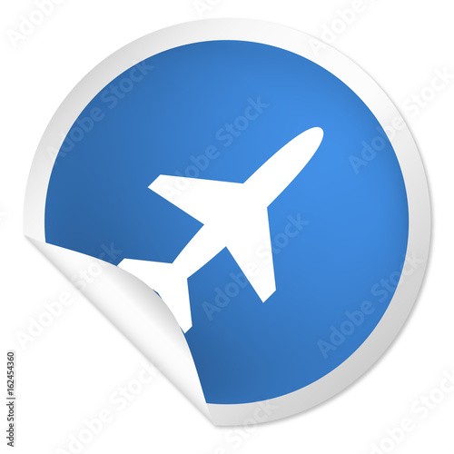 runder Sticker blau - Flugzeug