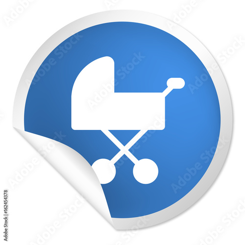 runder Sticker blau - Babywagen