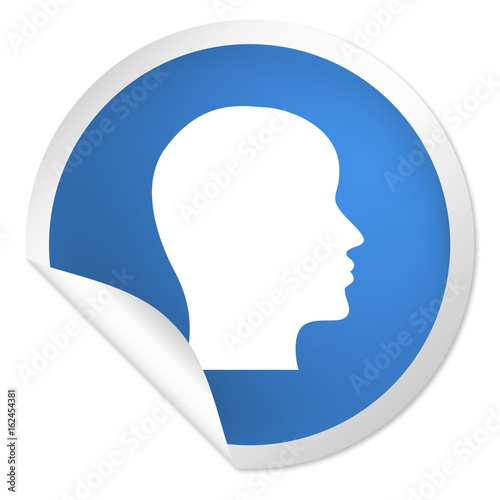 runder Sticker blau - Kopf