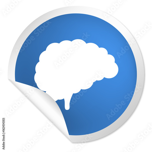 runder Sticker blau - Gehirn