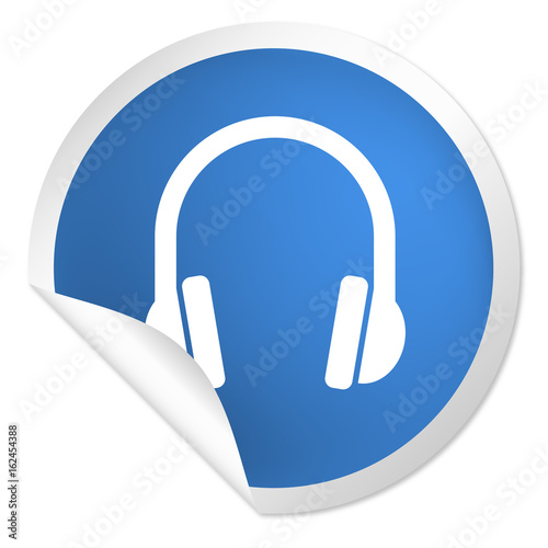 runder Sticker blau - Headset