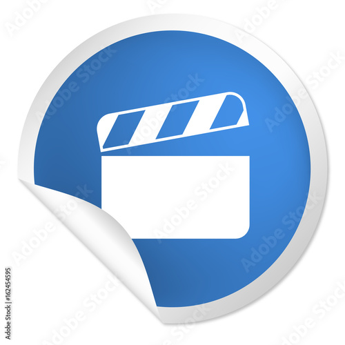 runder Sticker blau - Filmklappe