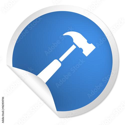 runder Sticker blau - Hammer - Reparatur