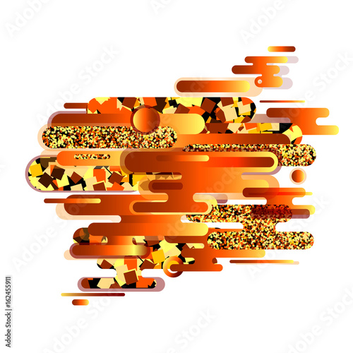 Original beautiful combination modern style abstraction with composition made of various rounded shapes in actual color palette. Vector isolated illustration.