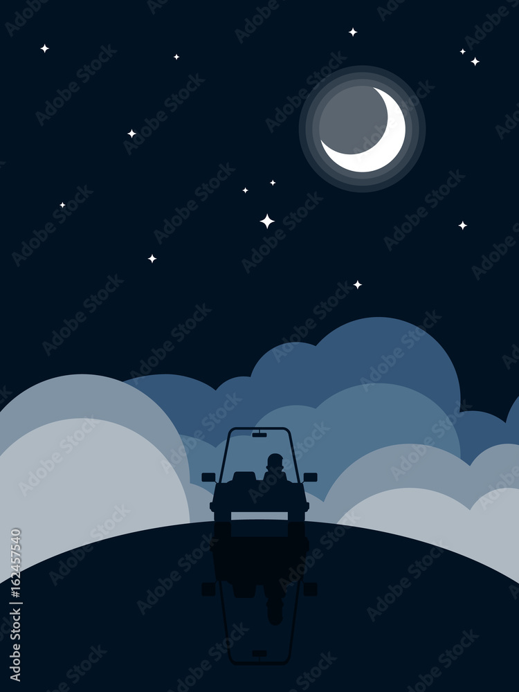 Naklejka premium Night landscape flat design background