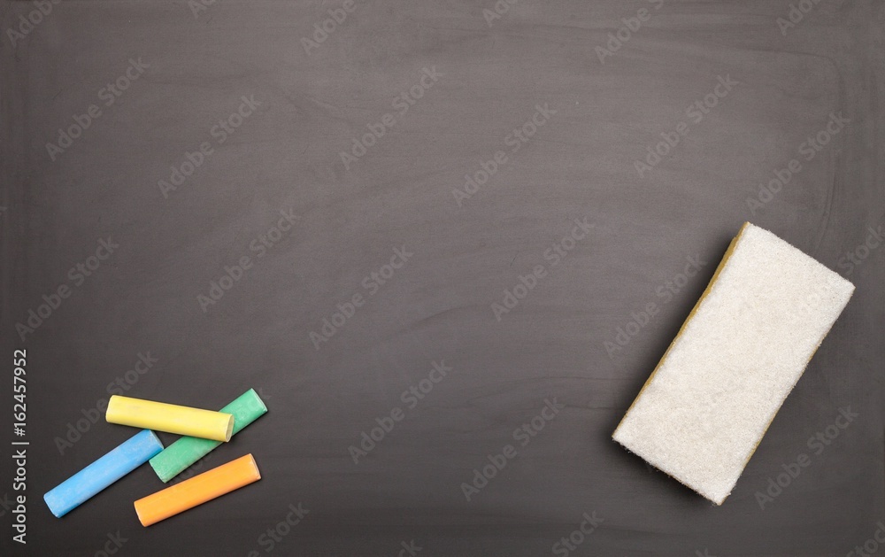 Blackboard and chalk. Blackboard and chalk.