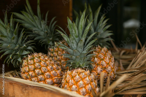 Pineapple in wood box