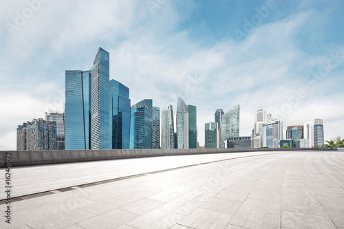 empty floor with modern buildings