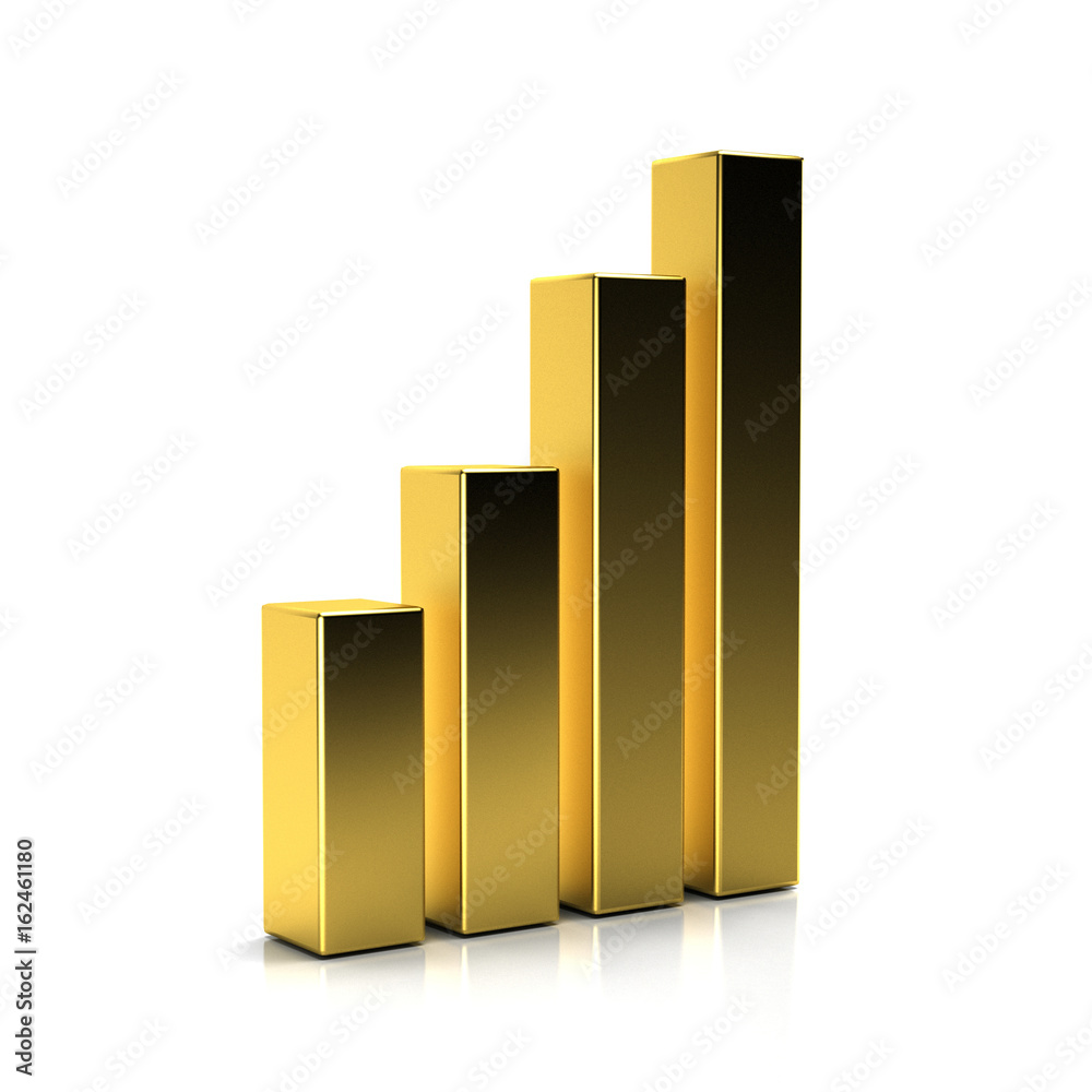 Finance Bars. Golden Colors. 3D Rendering Illustration Finance Bars. Golden Colors. 3D Rendering Illustration