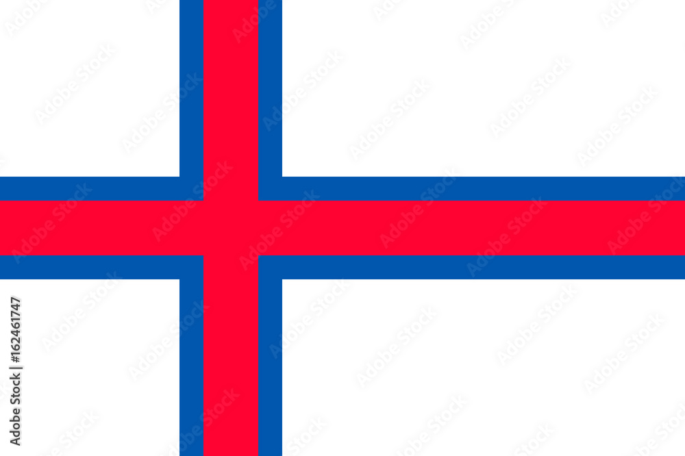 The Faroe Islands, the Faeroes flag, blue-fimbriated red Nordic cross on a  white field, national flag and civil ensign. Vector flat style illustration  Stock Vector | Adobe Stock