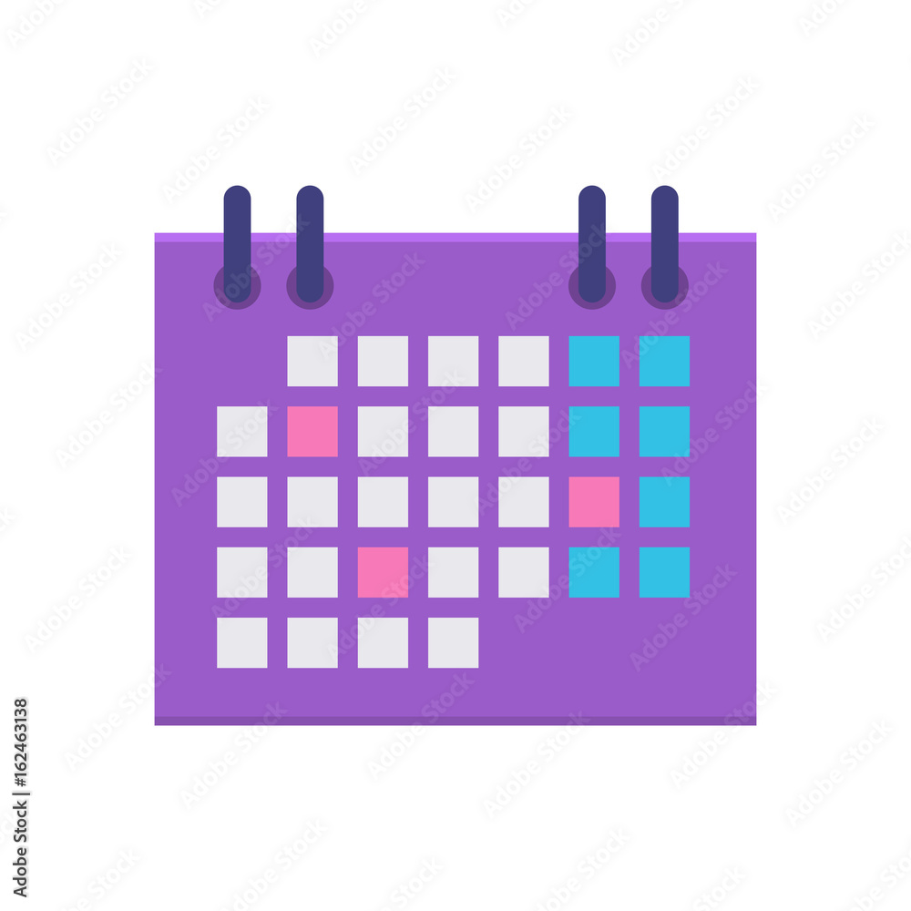 Calendar flat icon. Office ring calendar planner icon, project management and schedules tool. Vector flat style cartoon illustration isolated on white background. Business concept Calendar flat icon. Office ring calendar planner icon, project management and schedules tool. Vector flat style cartoon illustration isolated on white background. Business concept