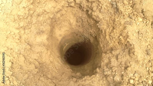 deep hole , hole center pillar or pile foundation in construction site