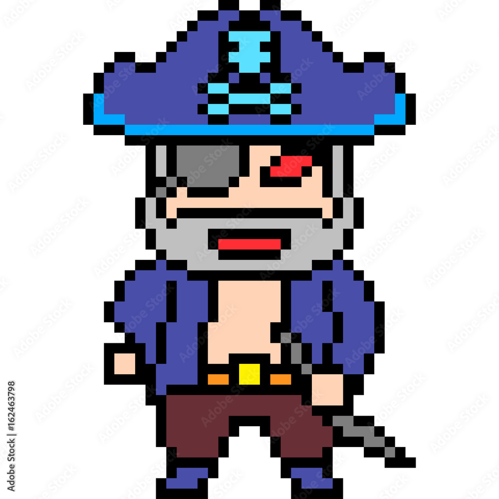 Obraz premium pixel art old pirate