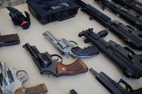 Handguns on display