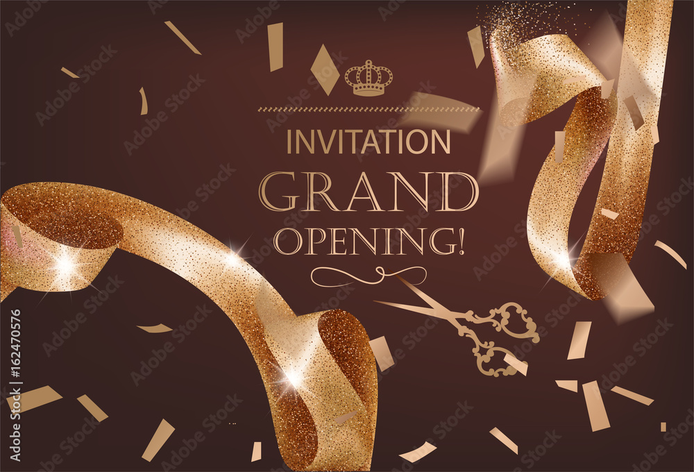 Free Vector  Elegant gold bar grand opening invitation template
