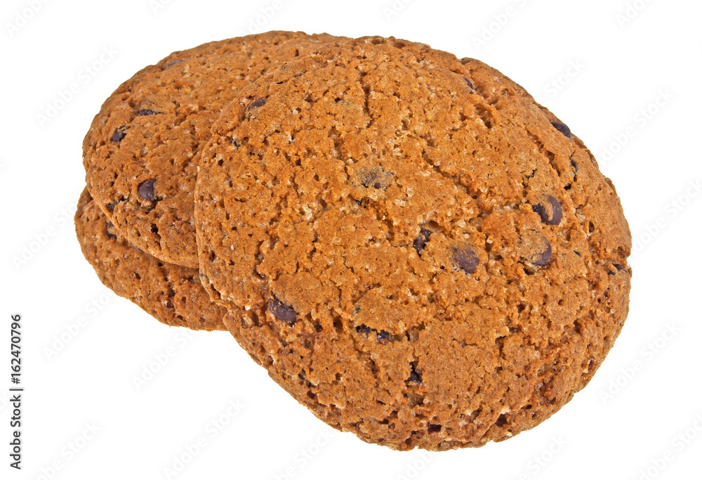Chocolate chip cookies isolated on white background Chocolate chip cookies isolated on white background