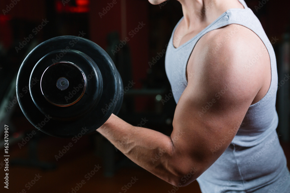 Closeup of a person holding an weights, with head cropped. Bodybuilding concept. Closeup of a person holding an weights, with head cropped. Bodybuilding concept.