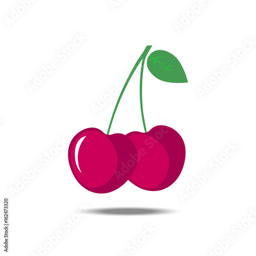 Cherry. Red sweet cherry berries on white 