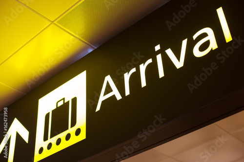 arrival sign in airport