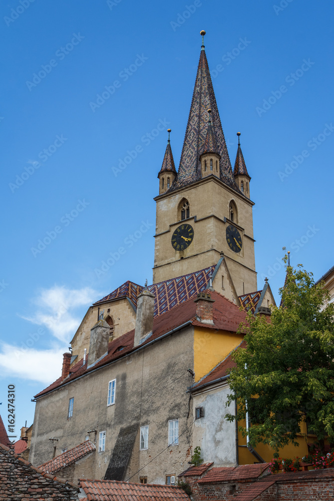 Fototapeta premium Clock-tower of the Sibiu cathedral, Romania