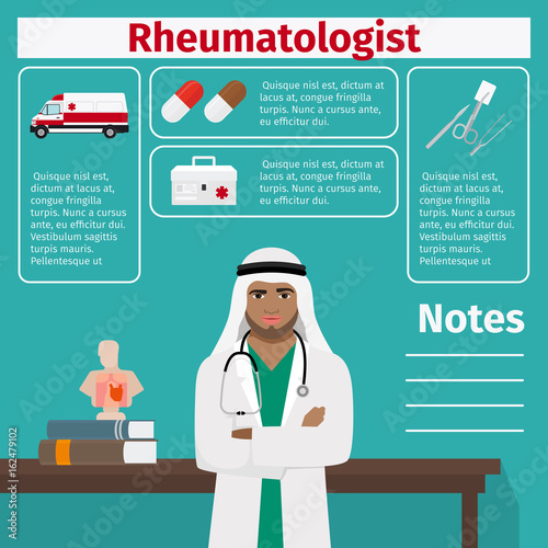 Rheumatologist and medical equipment icons