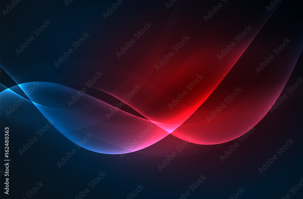 Fototapeta premium Smoky glowing waves in the dark