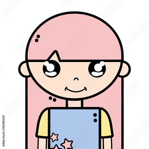 tender girl child with pijama and hairstyle