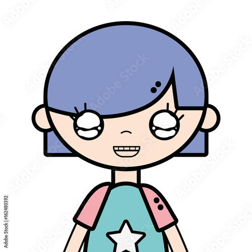 tender girl child with pijama and hairstyle
