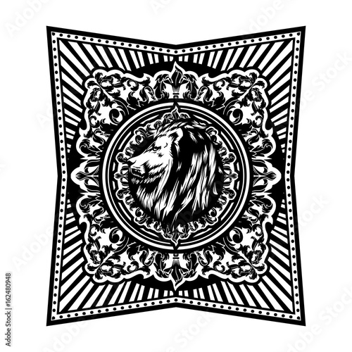 Luxury Ornate Decorative Pattern Floral Victorian Filigree Acanthus Frame Lion