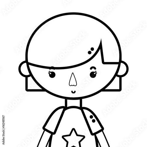 line tender girl child with pijama and hairstyle